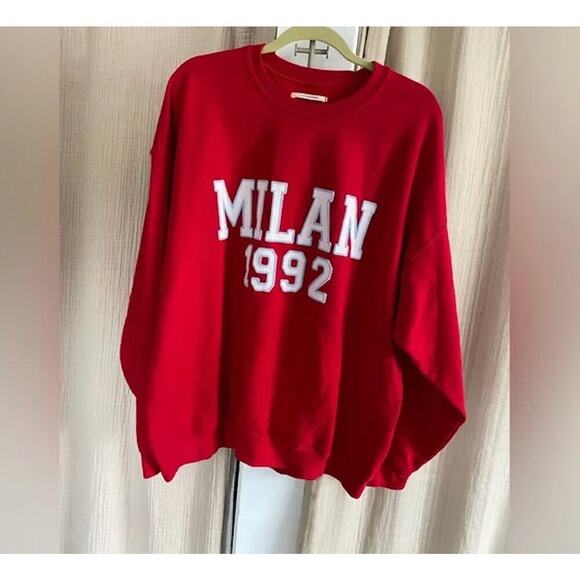 Anthropolologie red milan crewneck sweatshirt size large - Picture 6 of 6